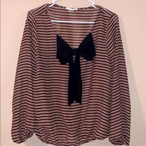 Tan and Black Striped Top Anime Style